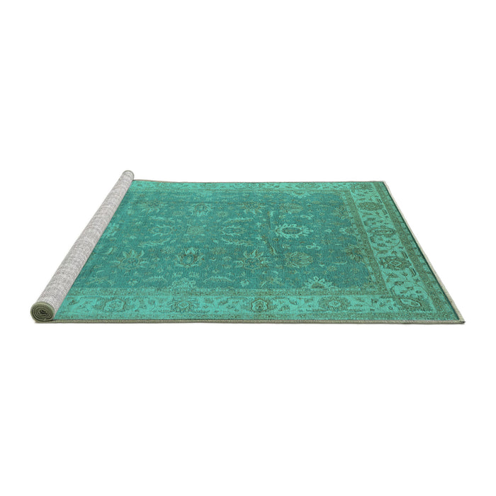 Sideview of Machine Washable Oriental Turquoise Industrial Area Rugs, wshurb1009turq