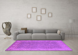 Machine Washable Oriental Purple Industrial Area Rugs in a Living Room, wshurb1009pur