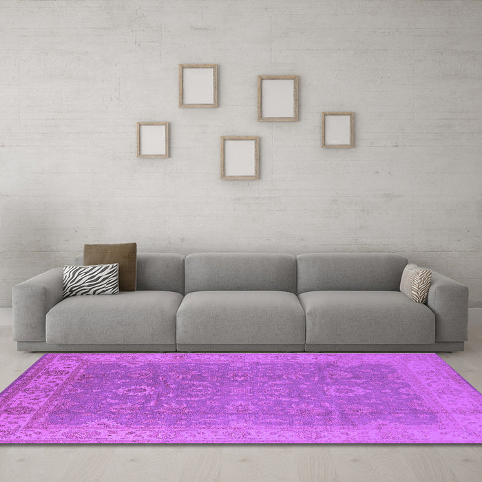 Machine Washable Oriental Purple Industrial Area Rugs in a Living Room, wshurb1009pur