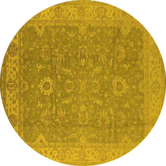Round Oriental Yellow Industrial Rug, urb1009yw