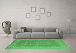 Machine Washable Oriental Emerald Green Industrial Area Rugs in a Living Room,, wshurb1009emgrn