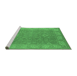 Sideview of Machine Washable Oriental Emerald Green Industrial Area Rugs, wshurb1009emgrn
