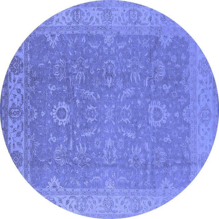 Round Oriental Blue Industrial Rug, urb1009blu