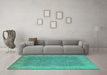 Machine Washable Oriental Turquoise Industrial Area Rugs in a Living Room,, wshurb1009turq