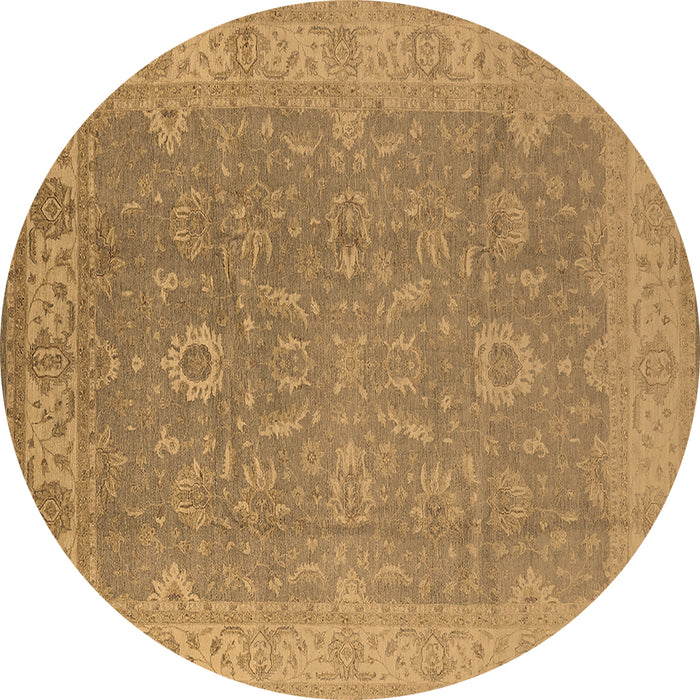 Round Machine Washable Oriental Brown Industrial Rug, wshurb1009brn