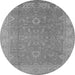 Round Machine Washable Oriental Gray Industrial Rug, wshurb1009gry