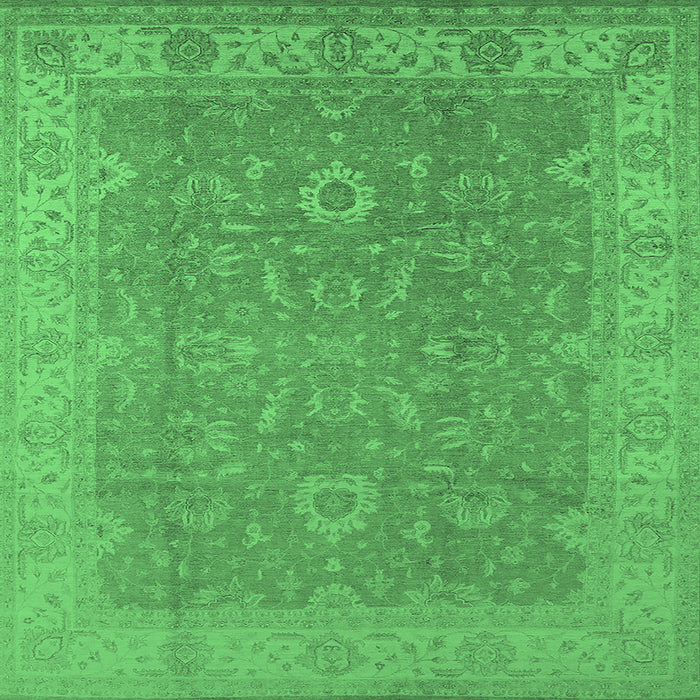 Square Oriental Emerald Green Industrial Rug, urb1009emgrn
