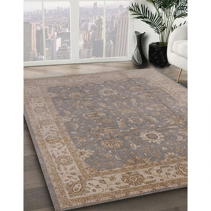 Mid-Century Modern Rose Purple Oriental Rug in Family Room, urb1009