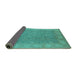 Sideview of Oriental Turquoise Industrial Rug, urb1009turq