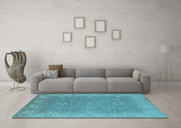 Machine Washable Oriental Light Blue Industrial Rug in a Living Room, wshurb1009lblu
