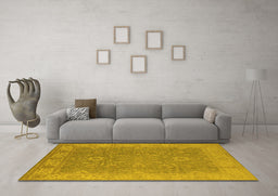 Machine Washable Oriental Yellow Industrial Rug in a Living Room, wshurb1009yw