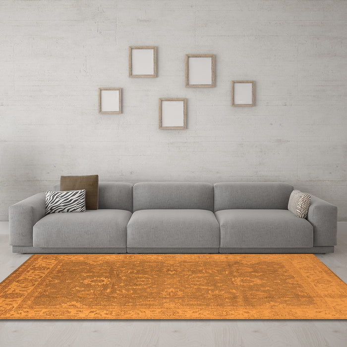 Machine Washable Oriental Orange Industrial Area Rugs in a Living Room, wshurb1009org