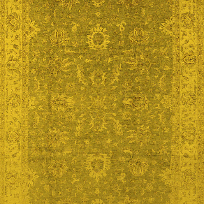 Machine Washable Oriental Yellow Industrial Rug, wshurb1009yw
