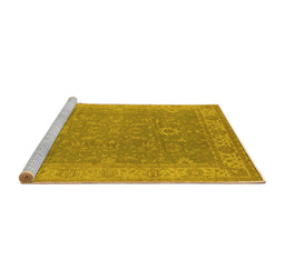 Sideview of Machine Washable Oriental Yellow Industrial Rug, wshurb1009yw