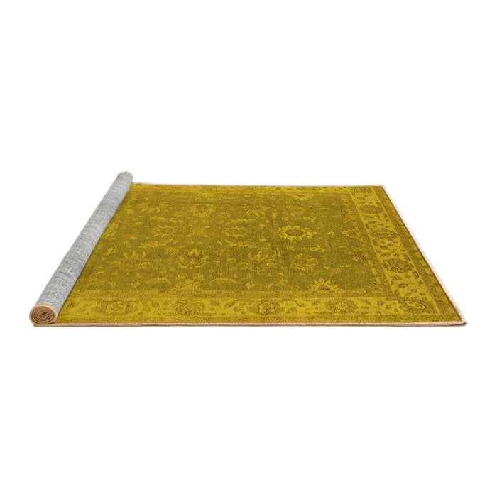 Sideview of Machine Washable Oriental Yellow Industrial Rug, wshurb1009yw
