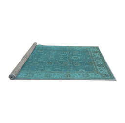 Sideview of Machine Washable Oriental Light Blue Industrial Rug, wshurb1009lblu