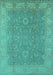 Machine Washable Oriental Turquoise Industrial Area Rugs, wshurb1009turq