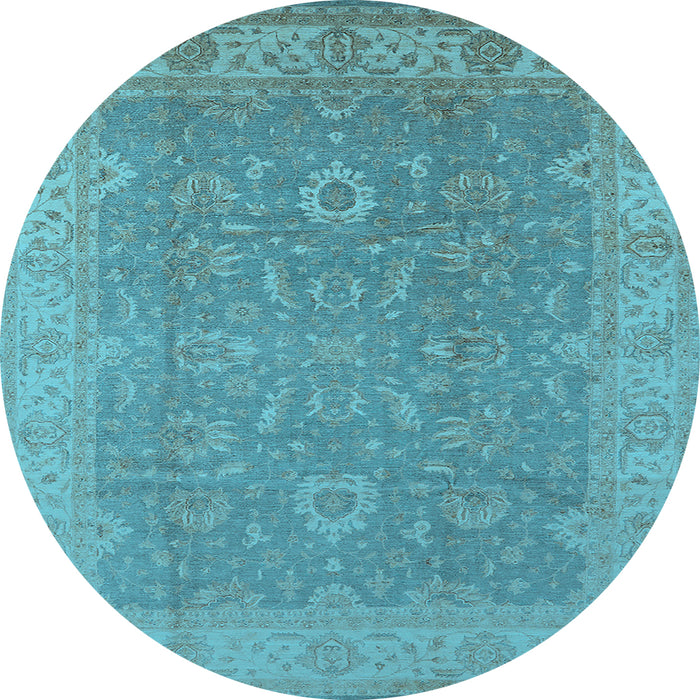 Round Oriental Light Blue Industrial Rug, urb1009lblu