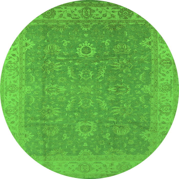 Round Oriental Green Industrial Rug, urb1009grn