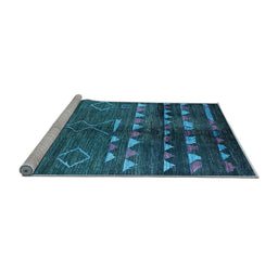 Sideview of Machine Washable Oriental Light Blue Industrial Rug, wshurb1010lblu