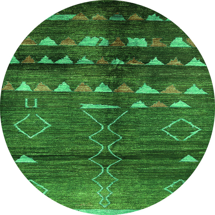 Round Oriental Green Industrial Rug, urb1010grn