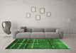 Machine Washable Oriental Green Industrial Area Rugs in a Living Room,, wshurb1010grn