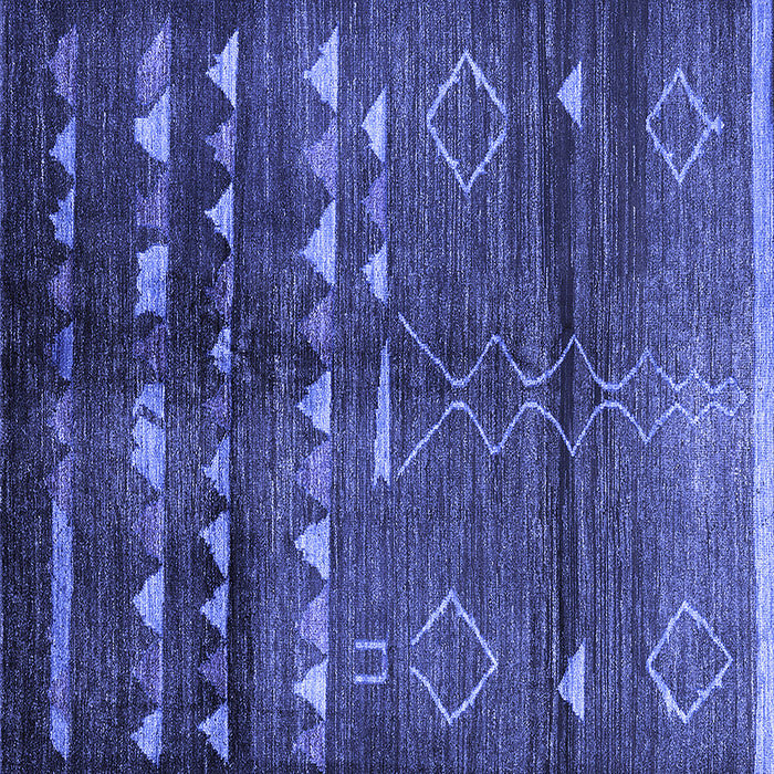 Square Machine Washable Oriental Blue Industrial Rug, wshurb1010blu