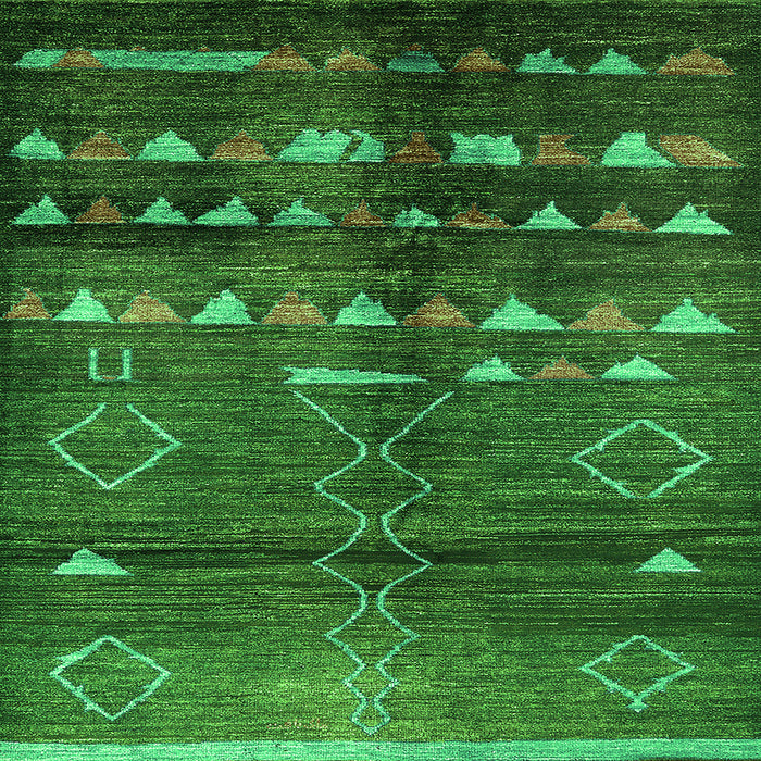 Square Oriental Green Industrial Rug, urb1010grn