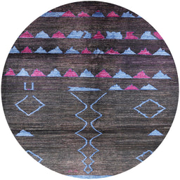 Round Machine Washable Industrial Modern Black Rug, wshurb1010