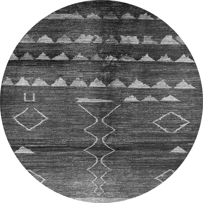 Round Oriental Gray Industrial Rug, urb1010gry