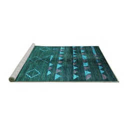 Sideview of Machine Washable Oriental Turquoise Industrial Area Rugs, wshurb1010turq