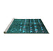 Sideview of Machine Washable Oriental Turquoise Industrial Area Rugs, wshurb1010turq