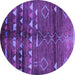 Round Oriental Purple Industrial Rug, urb1010pur