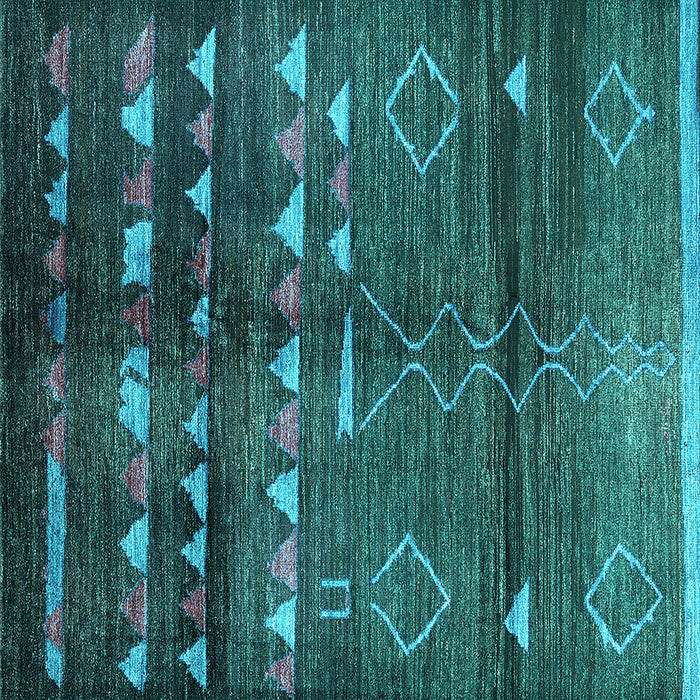 Square Oriental Turquoise Industrial Rug, urb1010turq