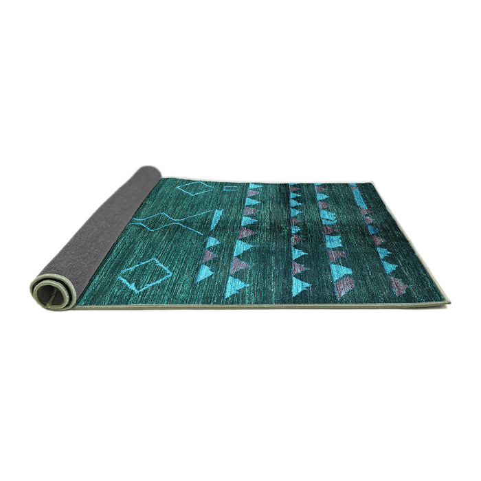 Sideview of Oriental Turquoise Industrial Rug, urb1010turq