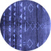 Round Oriental Blue Industrial Rug, urb1010blu