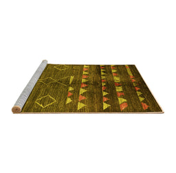 Sideview of Machine Washable Oriental Yellow Industrial Rug, wshurb1010yw