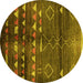 Round Oriental Yellow Industrial Rug, urb1010yw