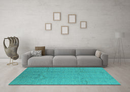 Machine Washable Oriental Turquoise Industrial Area Rugs in a Living Room,, wshurb1011turq