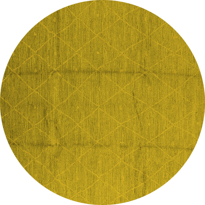 Round Oriental Yellow Industrial Rug, urb1011yw