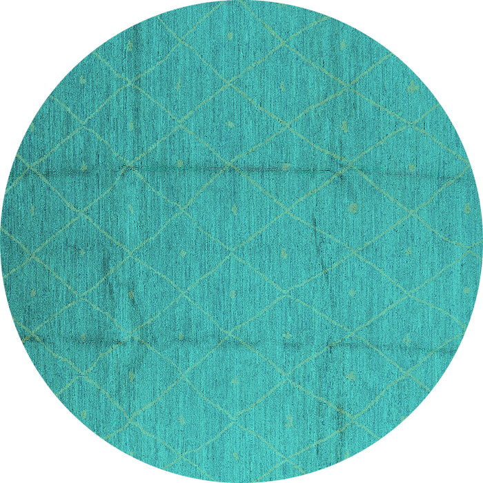 Round Oriental Turquoise Industrial Rug, urb1011turq