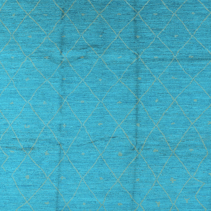 Square Machine Washable Oriental Light Blue Industrial Rug, wshurb1011lblu