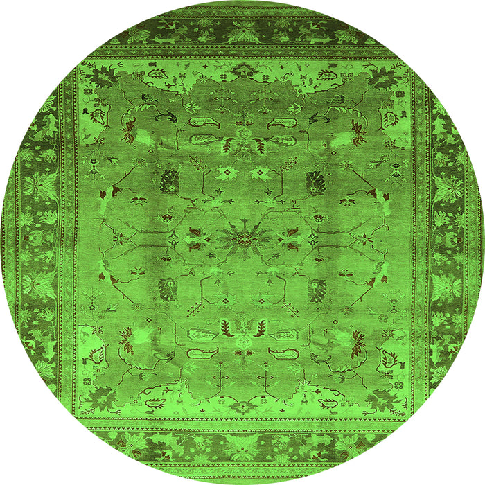 Round Oriental Green Industrial Rug, urb1012grn
