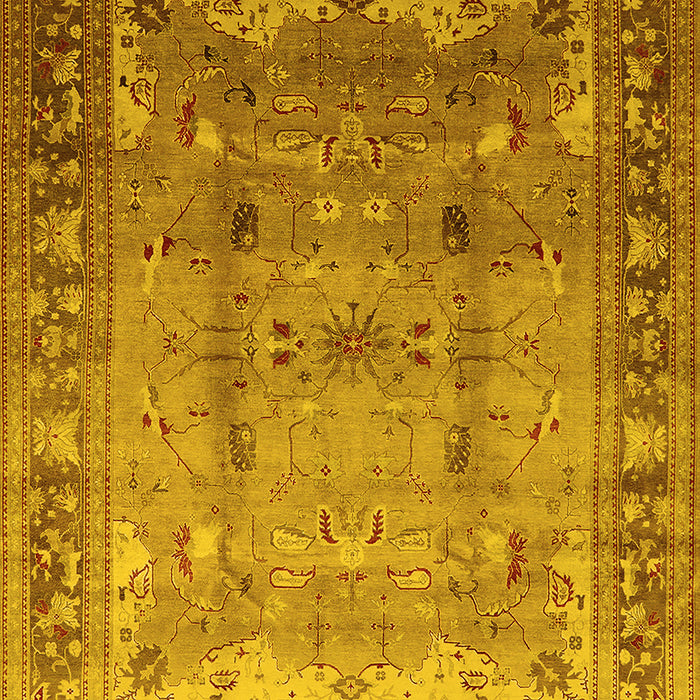 Machine Washable Oriental Yellow Industrial Rug, wshurb1012yw