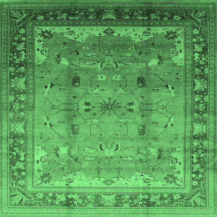Square Oriental Emerald Green Industrial Rug, urb1012emgrn