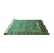 Sideview of Machine Washable Oriental Turquoise Industrial Area Rugs, wshurb1012turq