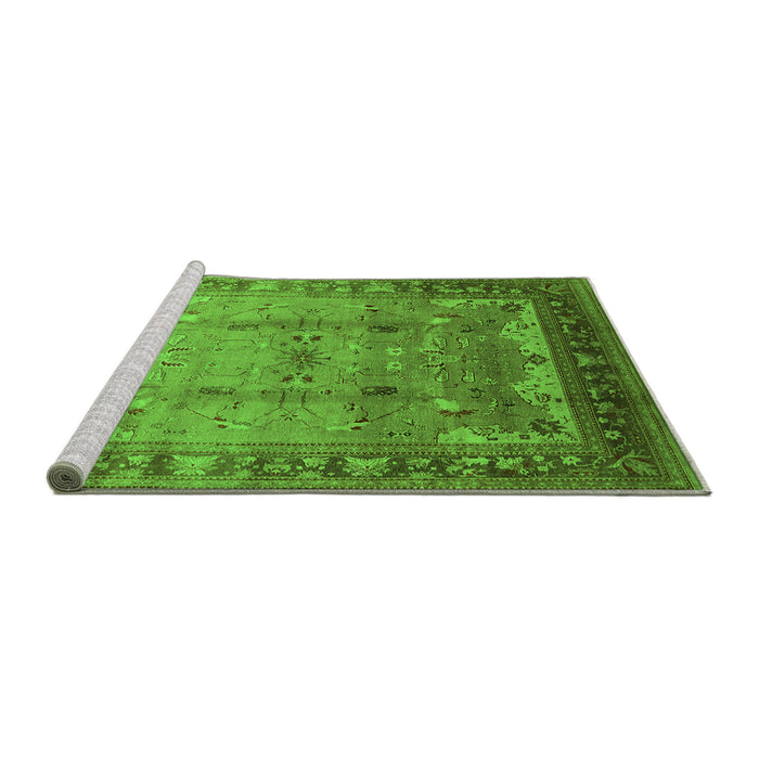 Sideview of Machine Washable Oriental Green Industrial Area Rugs, wshurb1012grn