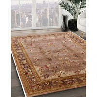 Mid-Century Modern Brown Sand Brown Oriental Rug, urb1012