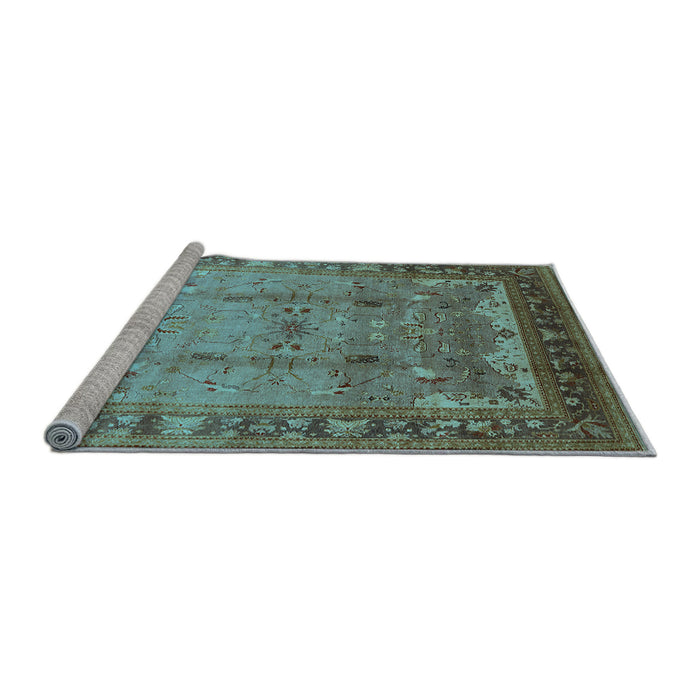 Sideview of Machine Washable Oriental Light Blue Industrial Rug, wshurb1012lblu