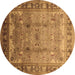 Round Oriental Brown Industrial Rug, urb1012brn